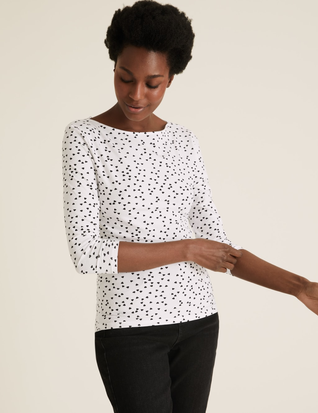 Cotton Printed Slash Neck Fitted Top 1 of 5
