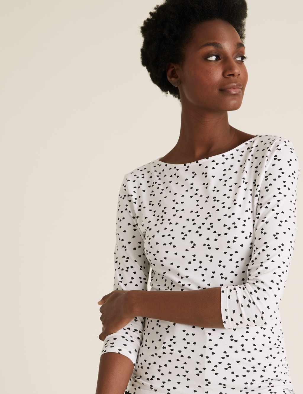 Cotton Printed Slash Neck Fitted Top 5 of 5