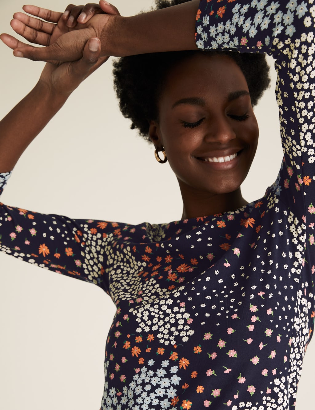 Cotton Floral Slash Neck Fitted Top 4 of 5