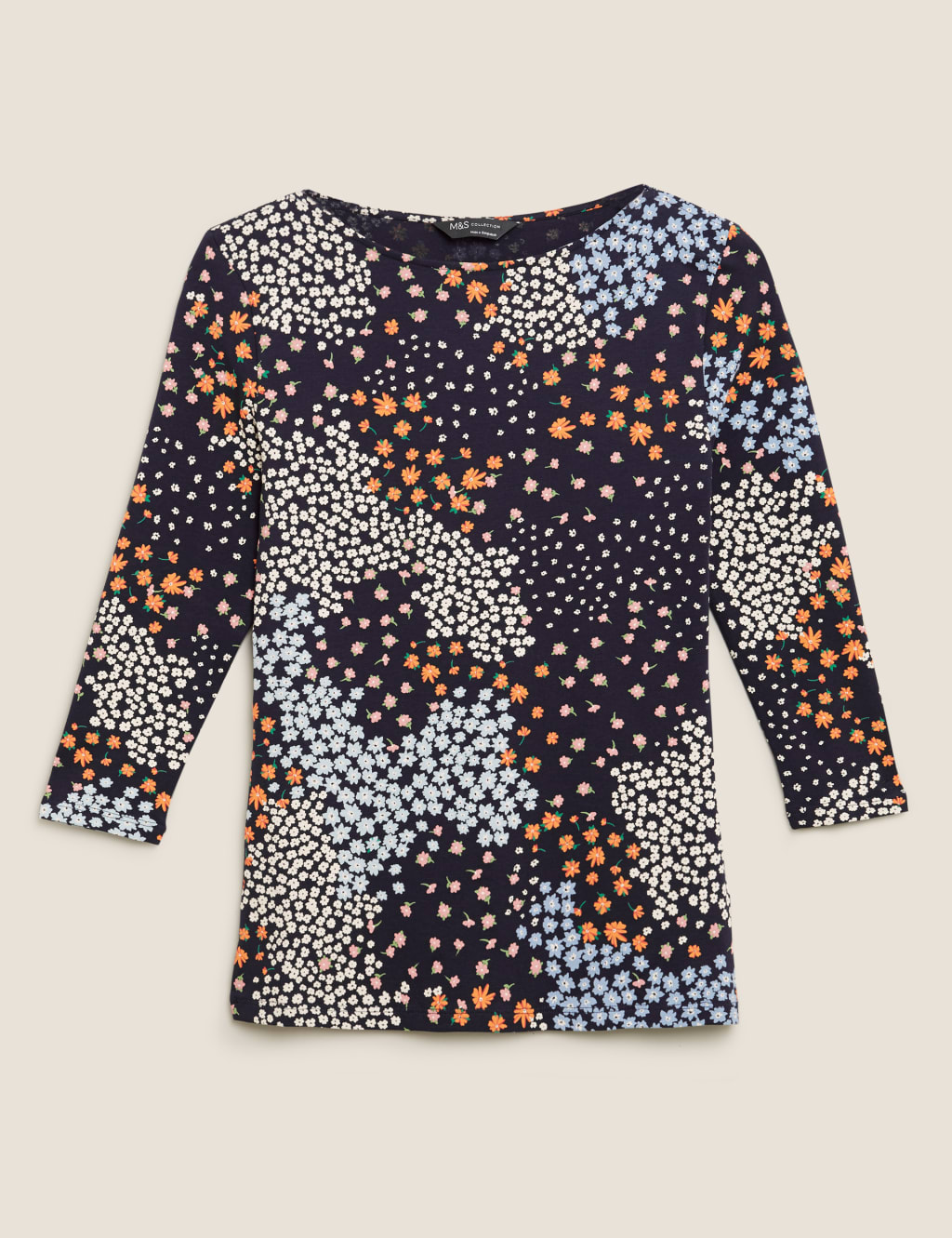 Cotton Floral Slash Neck Fitted Top 2 of 5