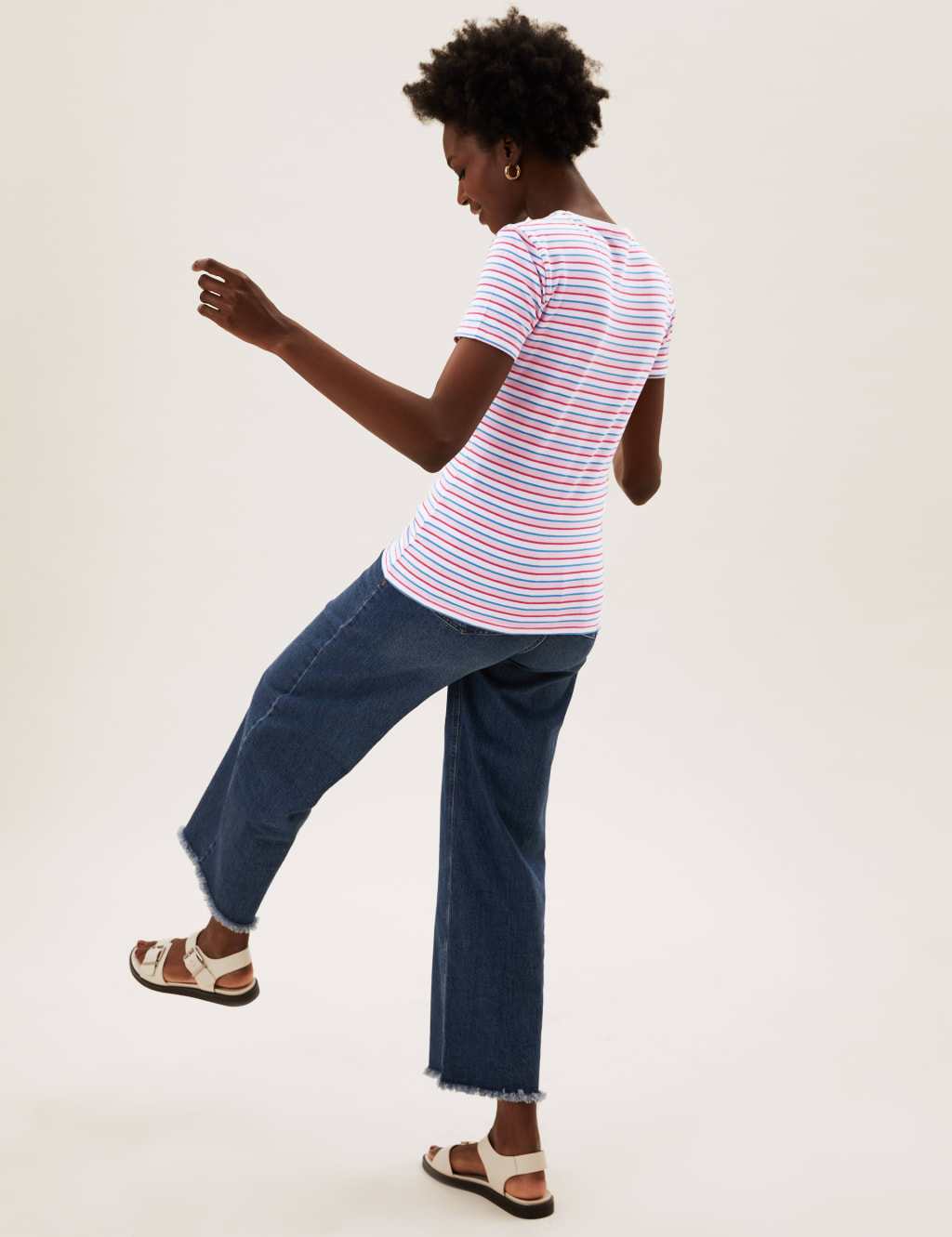 Cotton Striped Crew Neck Fitted T-Shirt 3 of 6