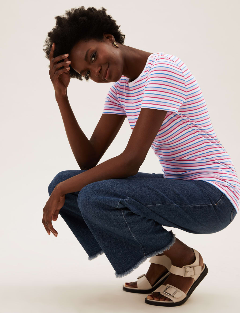Cotton Striped Crew Neck Fitted T-Shirt 4 of 6