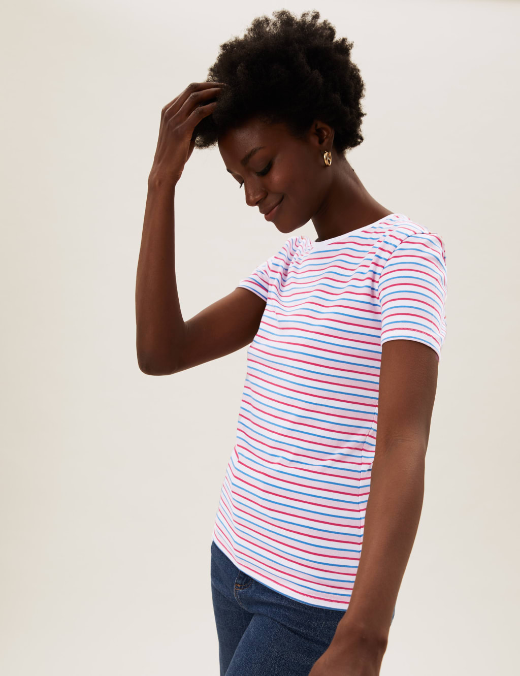Cotton Striped Crew Neck Fitted T-Shirt 6 of 6