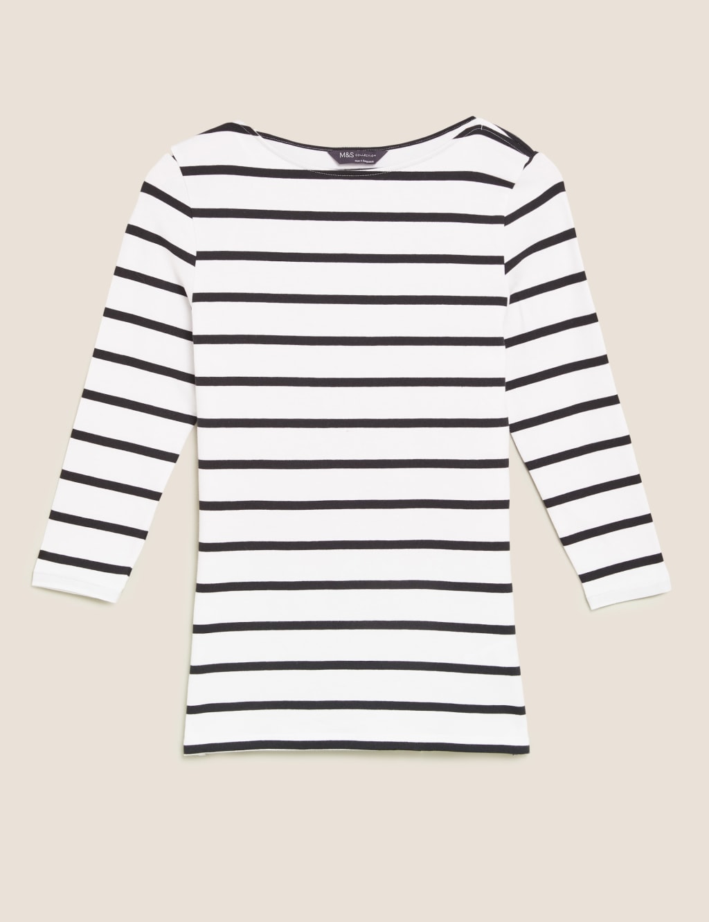 Cotton Rich Striped Slash Neck Fitted Top 2 of 5