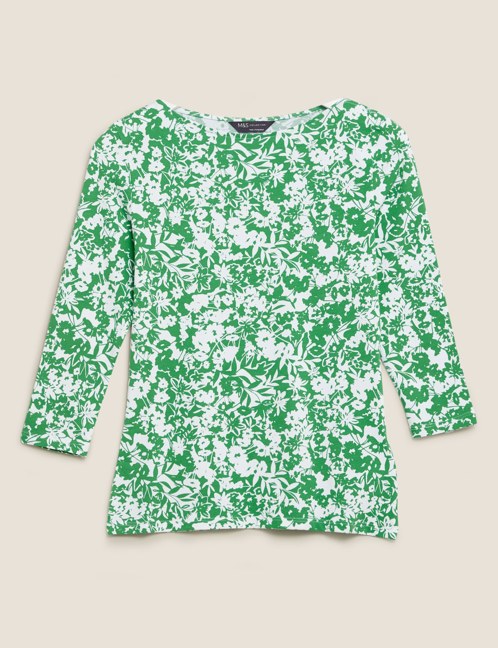 Cotton Rich Printed Slash Neck Fitted Top 2 of 5