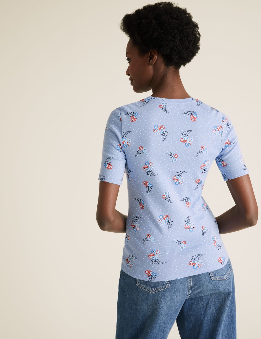 Pure Cotton Floral Regular Fit T-Shirt 4 of 5