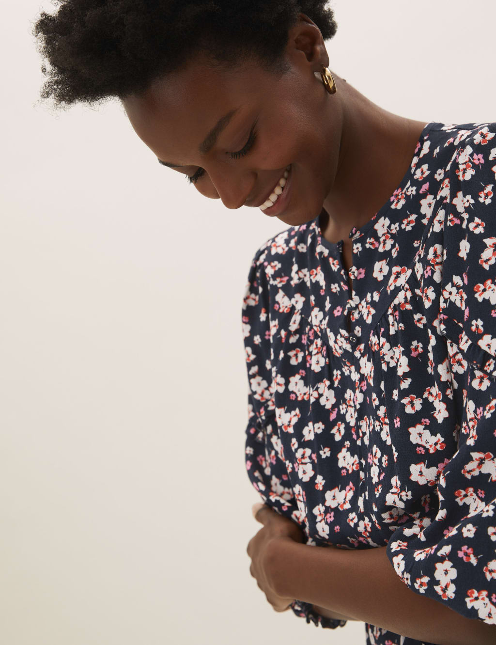 Floral Regular Fit 3/4 Sleeve Peplum Top 5 of 5