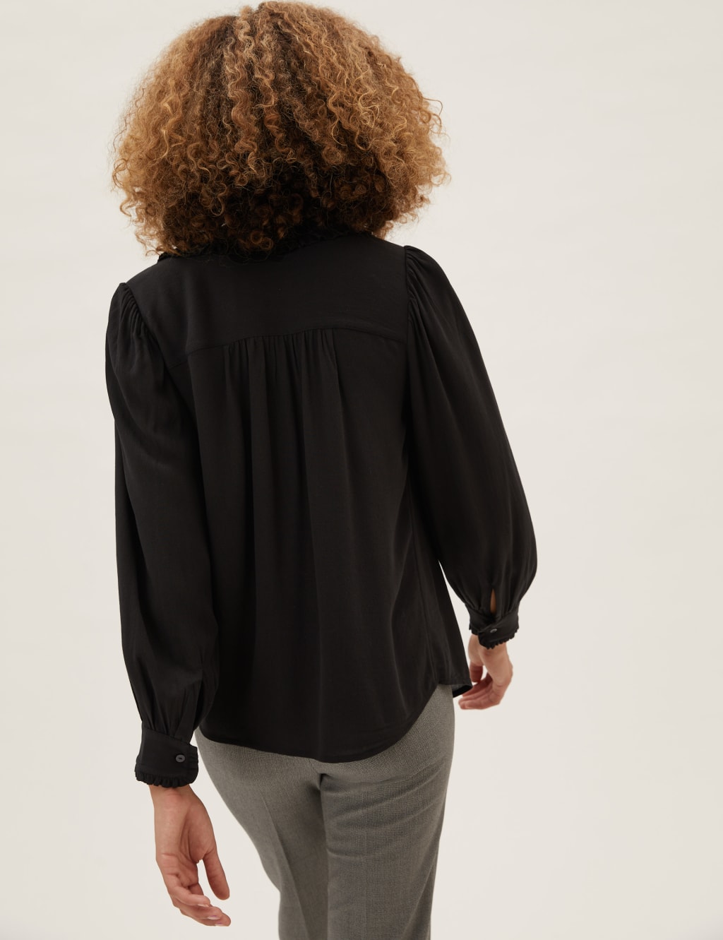 Crepe Peter Pan Collar Pintuck Shirt 4 of 5