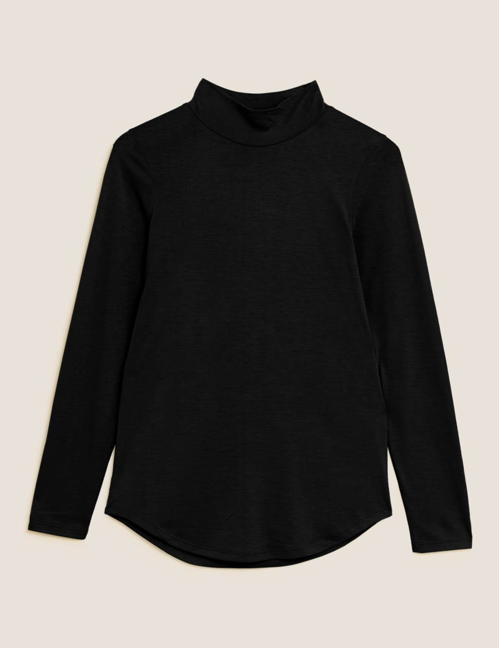 Jersey Roll Neck Relaxed Long Sleeve Top M S Collection M S