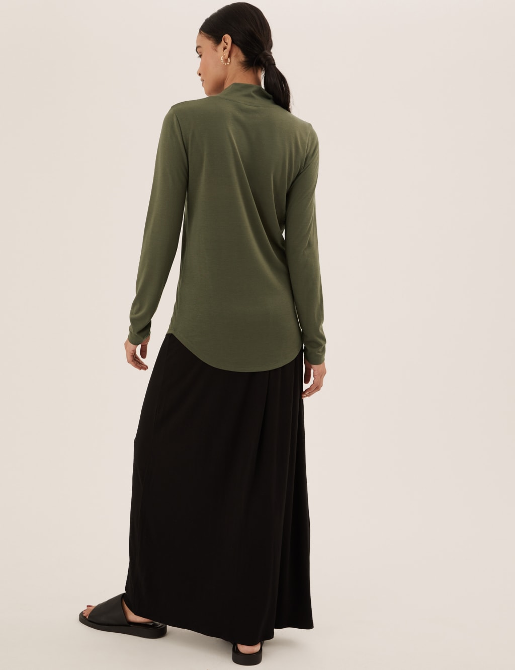 Jersey Roll Neck Relaxed Long Sleeve Top 5 of 5