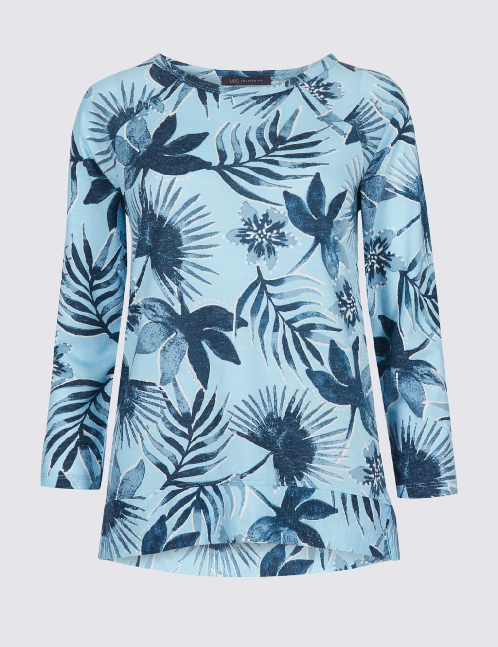 Printed Round Neck Raglan 3/4 Sleeve Top 2 of 4