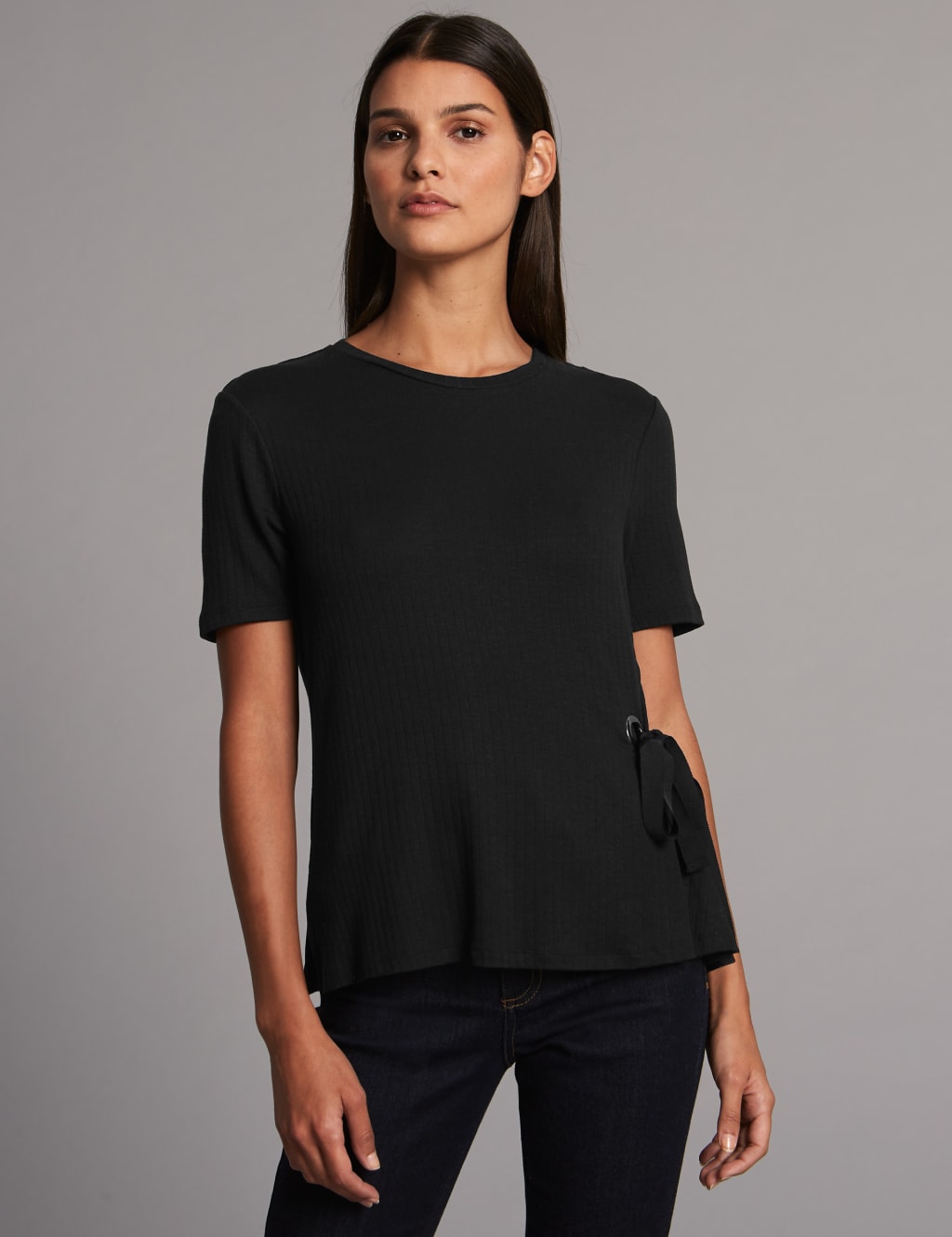 Ribbed Tie Side Short Sleeve T-Shirt | Autograph | M&S
