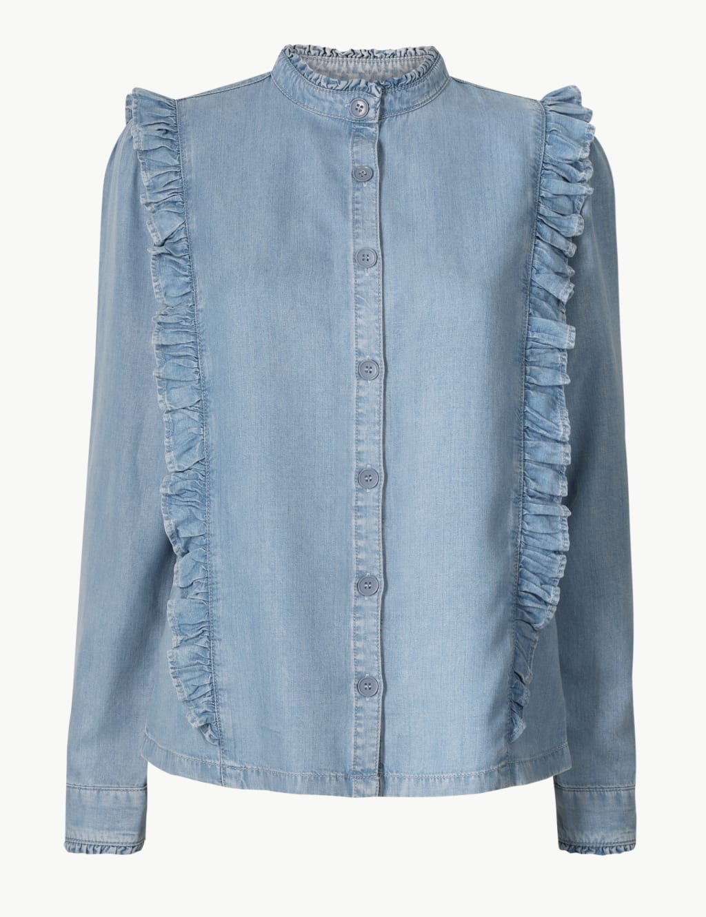 Denim Ruffle Shirt 3 of 5