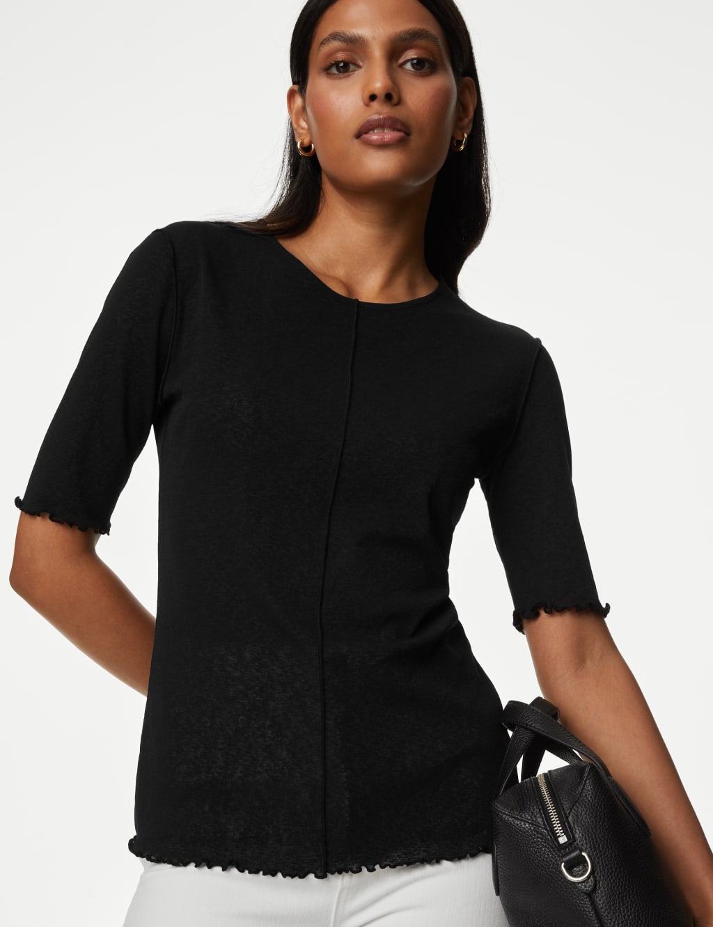 Mesh Half Sleeve Crew Neck Top 1 of 5