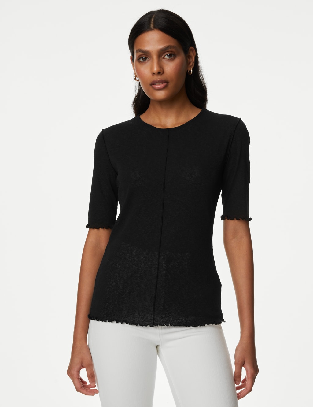Mesh Half Sleeve Crew Neck Top 4 of 5