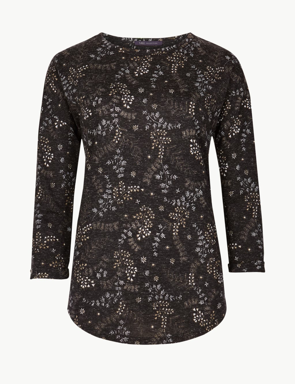 Printed Round Neck 3/4 Sleeve T-Shirt 2 of 4