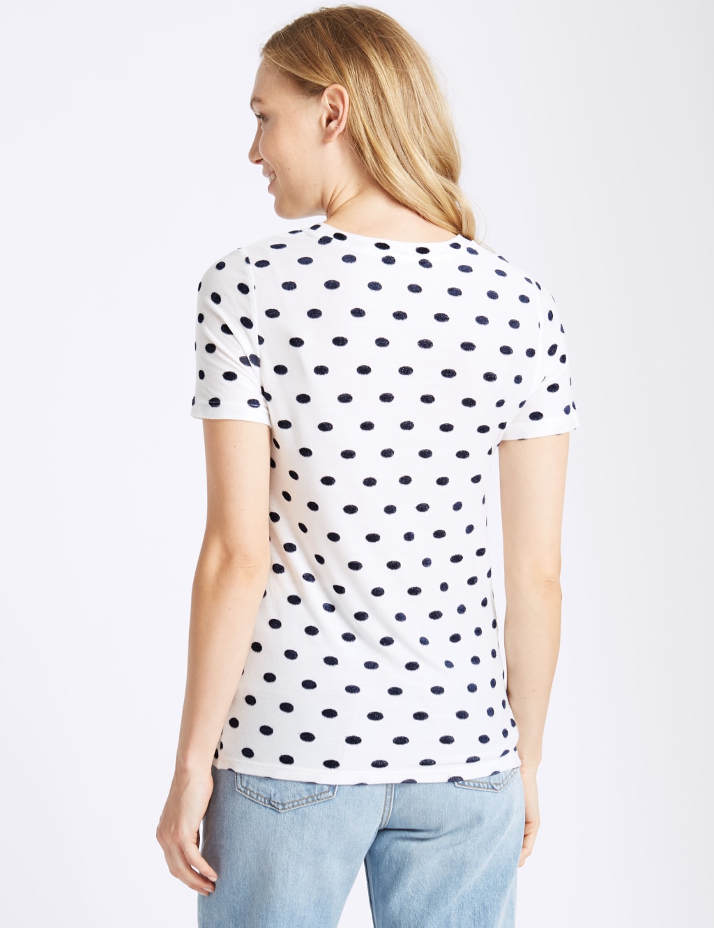 Spotted Round Neck Short Sleeve T-Shirt 4 of 4
