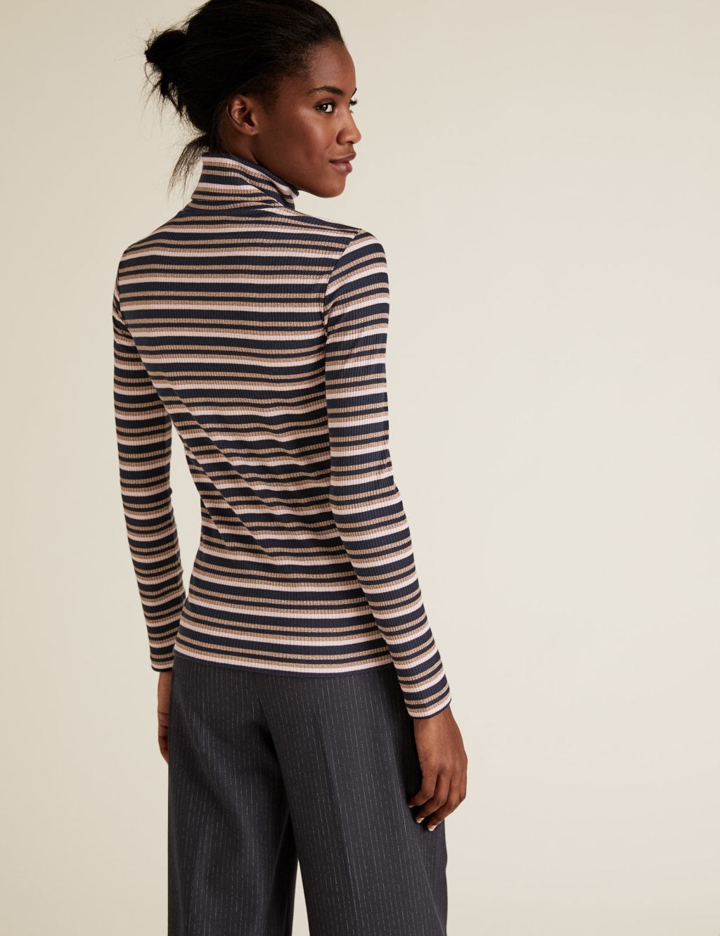 Sparkly Striped Funnel Neck Fitted Top 4 of 4