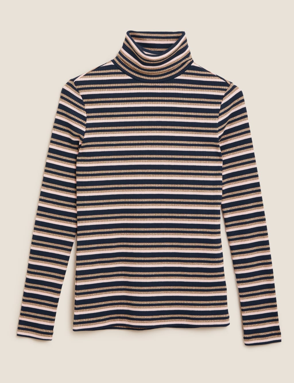 Sparkly Striped Funnel Neck Fitted Top 2 of 4