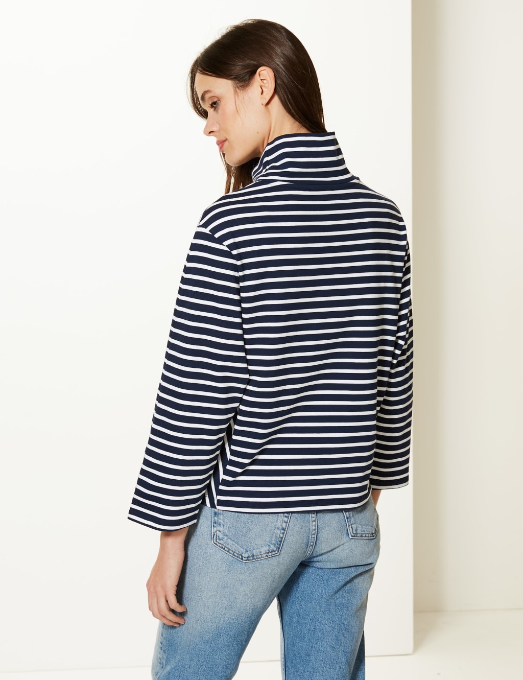 Pure Cotton Striped Turtle Neck Jumper 4 of 4