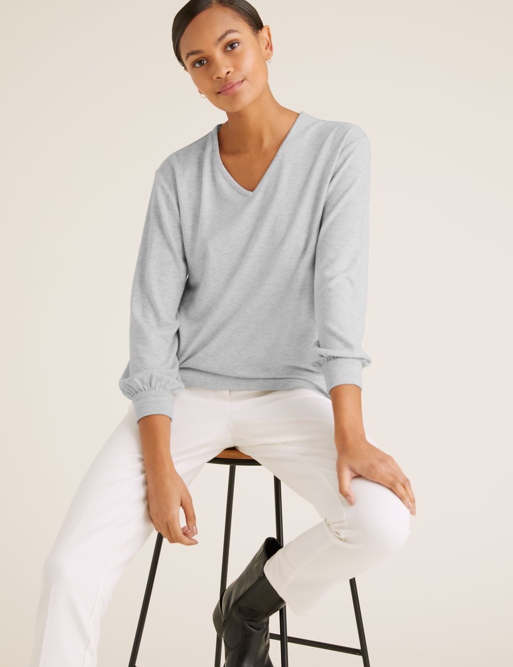 Sparkly V-Neck Long Sleeve Top 3 of 5