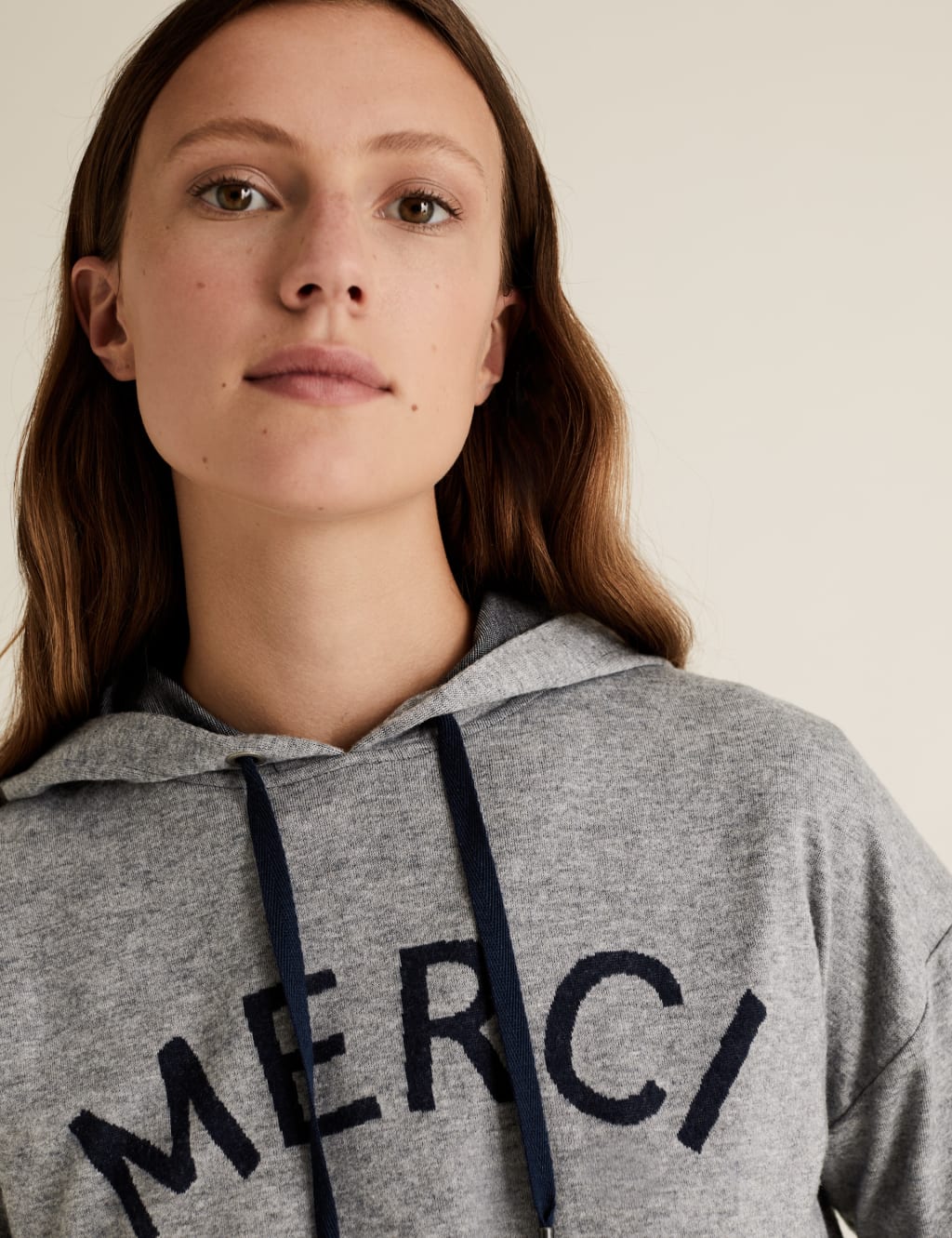 Merci Slogan Soft Touch Long Sleeve Hoodie 3 of 4