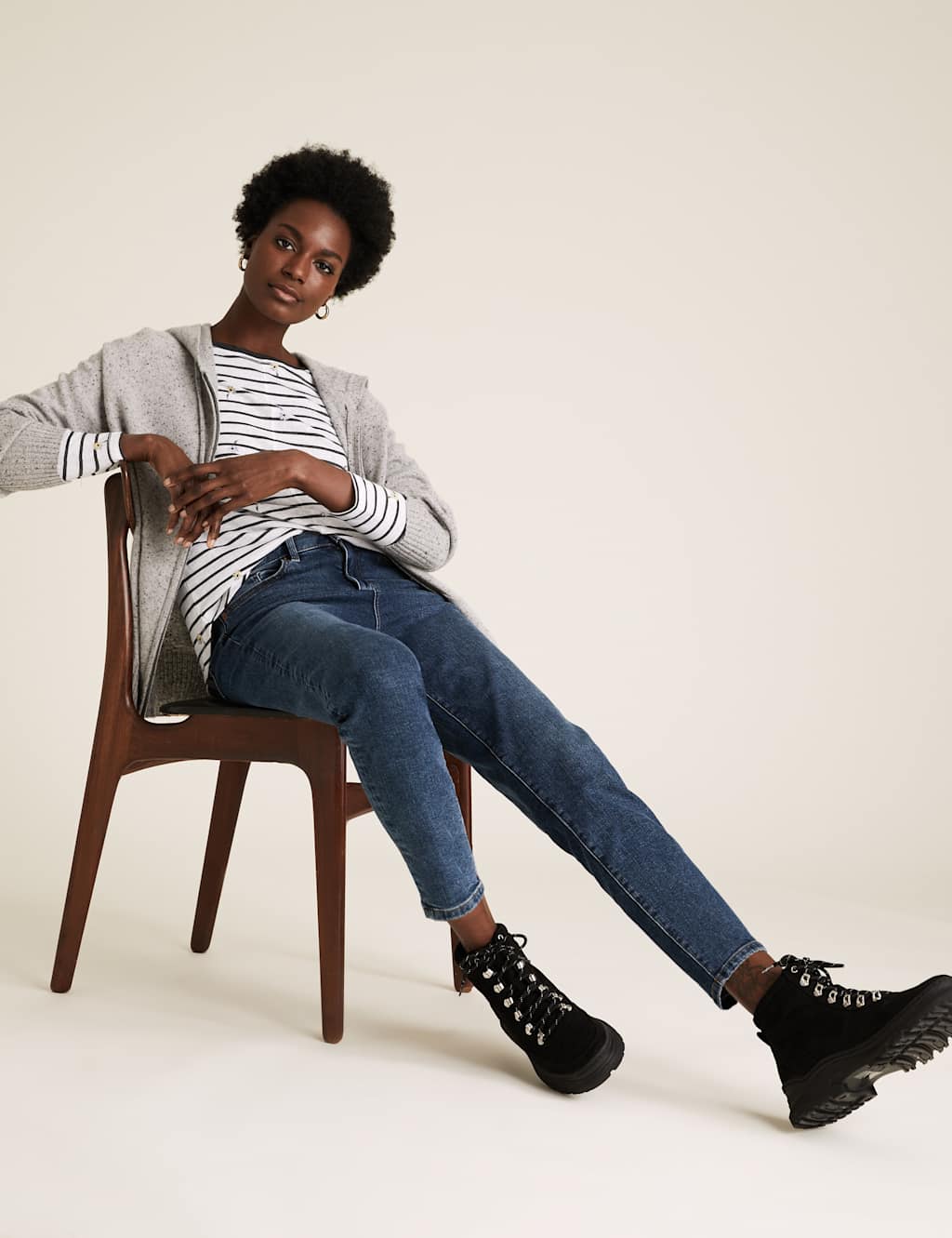 Linen Striped Crew Neck Long Sleeve Top 1 of 4