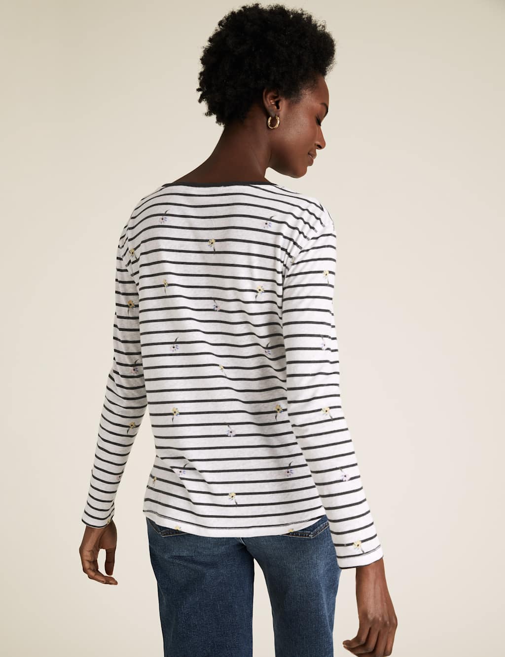 Linen Striped Crew Neck Long Sleeve Top 4 of 4