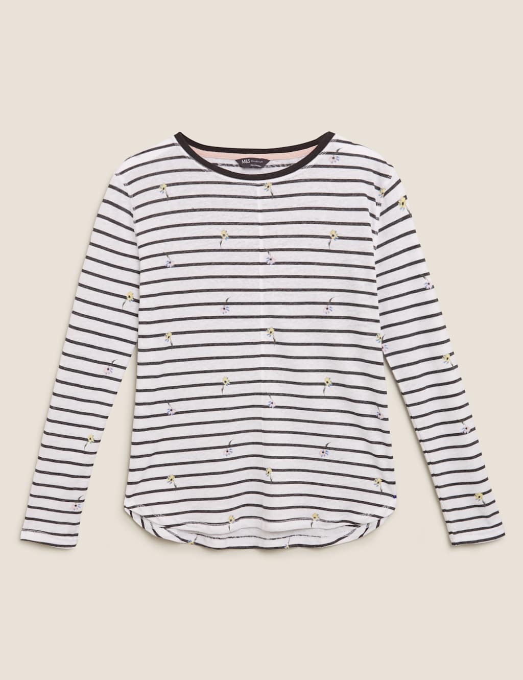 Linen Striped Crew Neck Long Sleeve Top 2 of 4