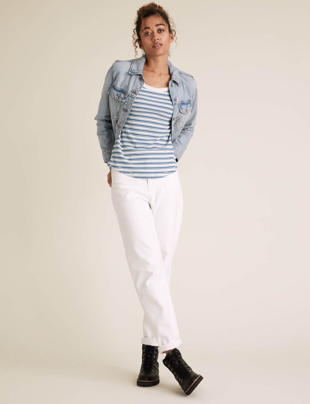 Cotton Striped Scoop Neck Top 1 of 6