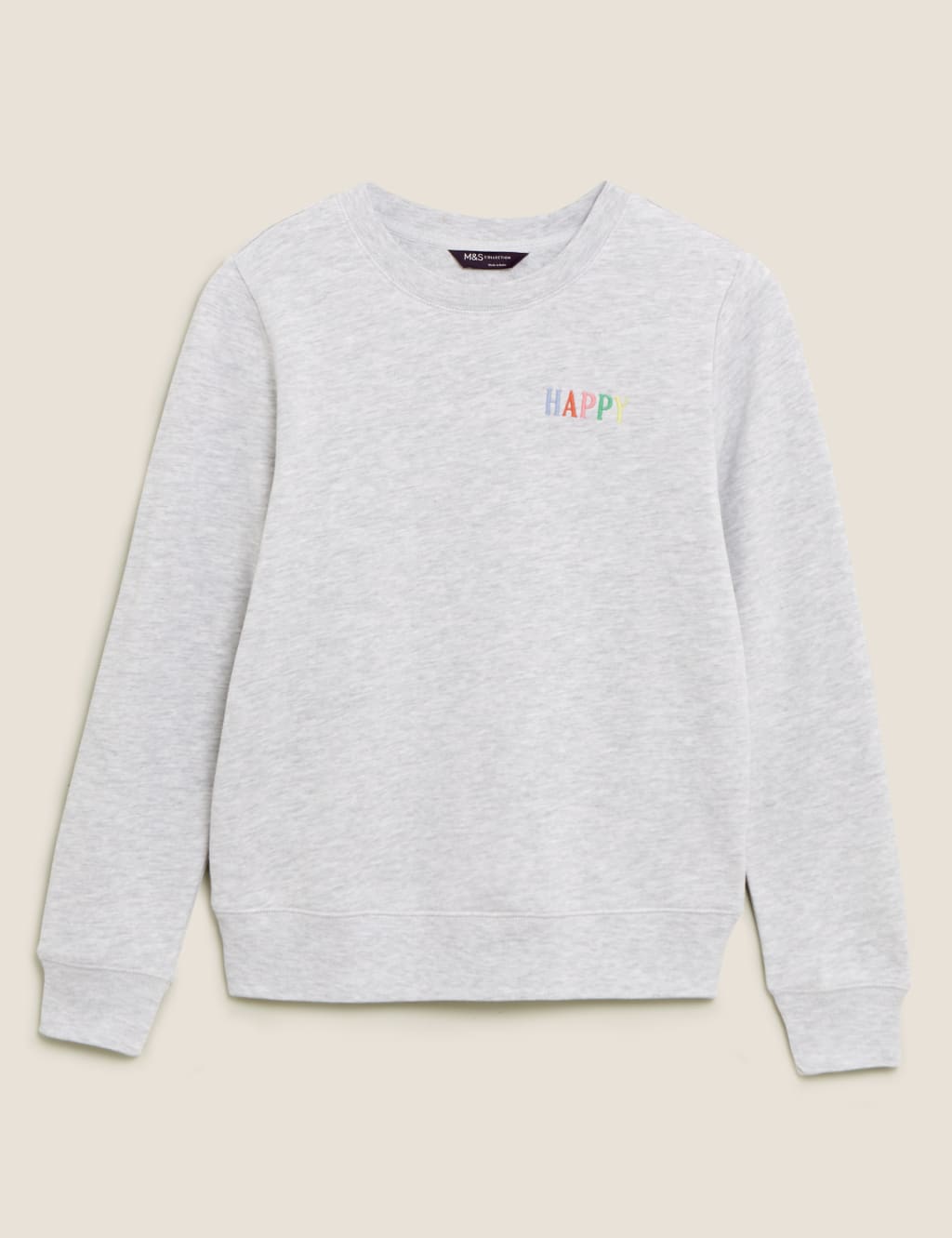 Pure Cotton Happy Slogan Sweatshirt 2 of 5
