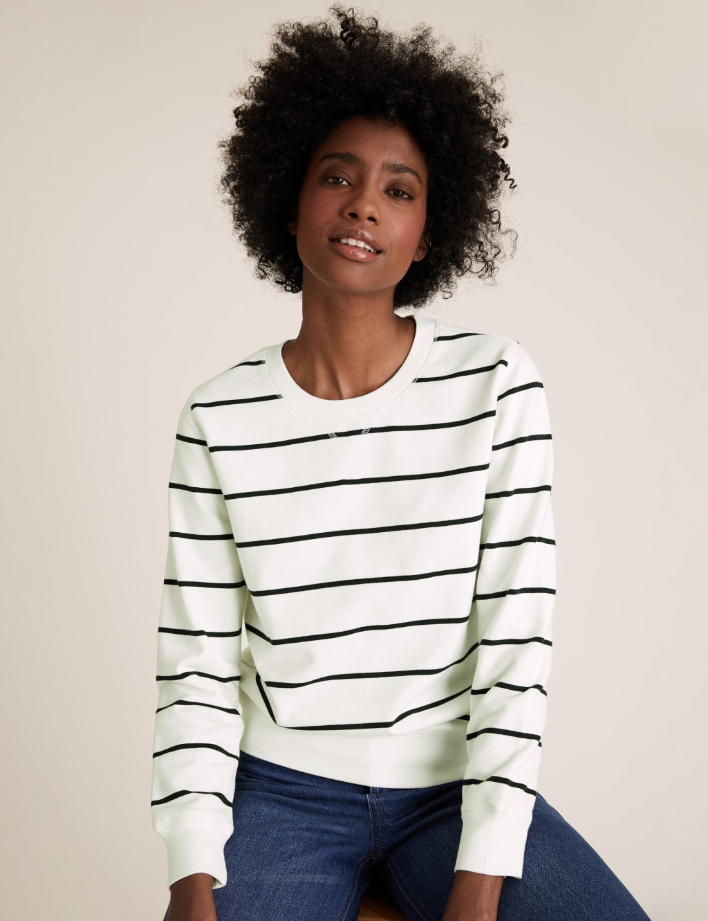 Ribbed crew neck sweatshirt sale