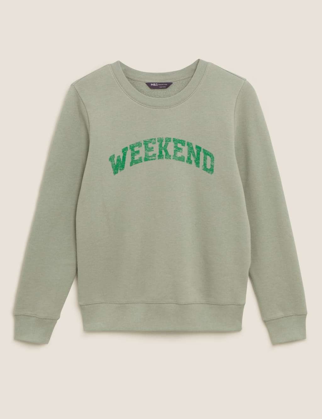 Cotton Weekend Slogan Crew Neck Sweatshirt M S Collection M S
