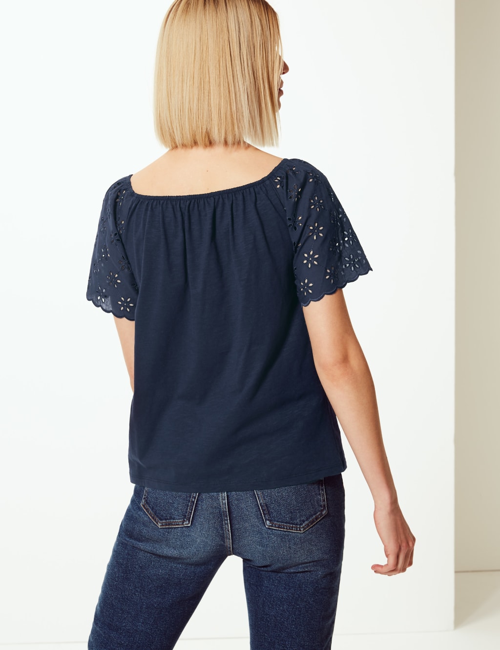 Pure Cotton Embroidered Regular Bardot Top 4 of 5