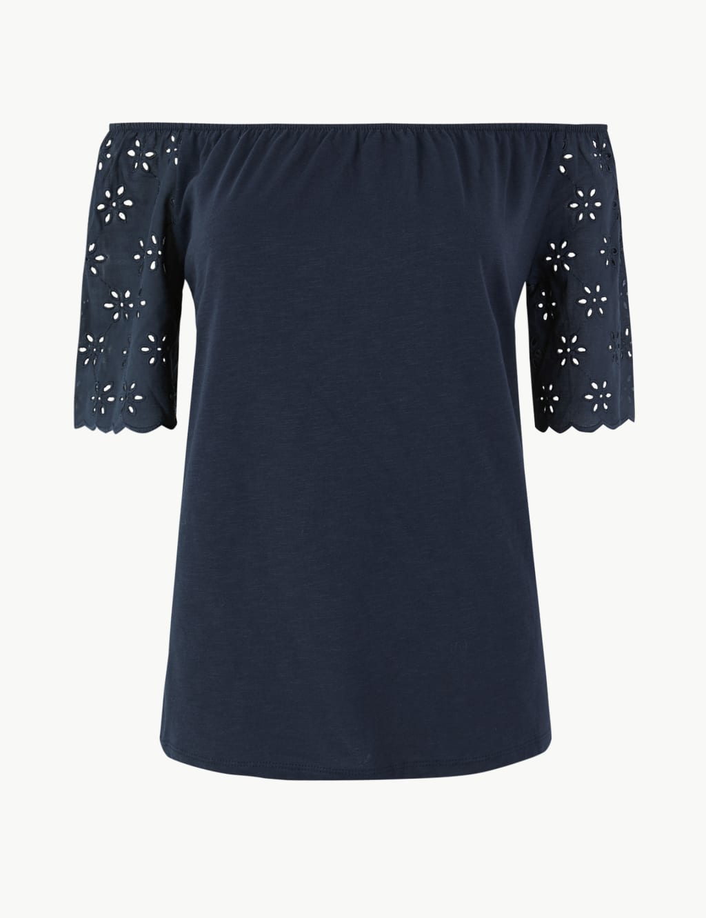 Pure Cotton Embroidered Regular Bardot Top 2 of 5