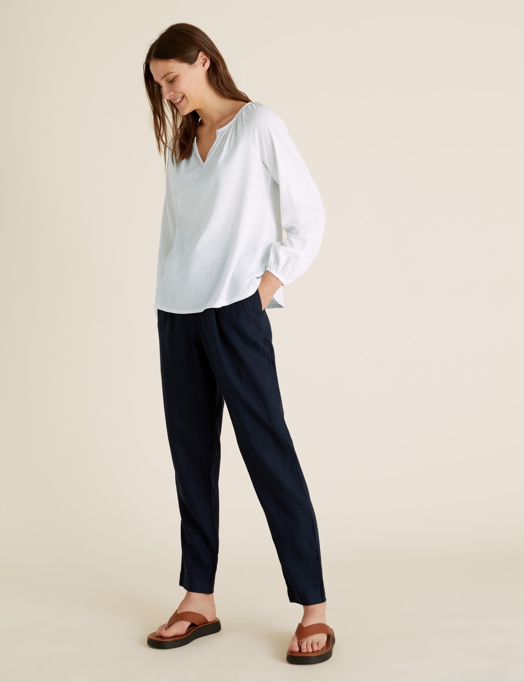 Pure Cotton V-Neck Relaxed Top 1 of 4