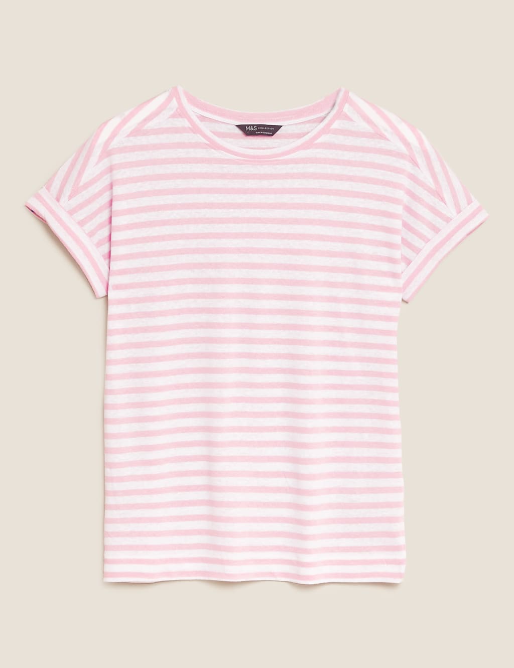 Linen Striped Crew Neck T-Shirt 2 of 5