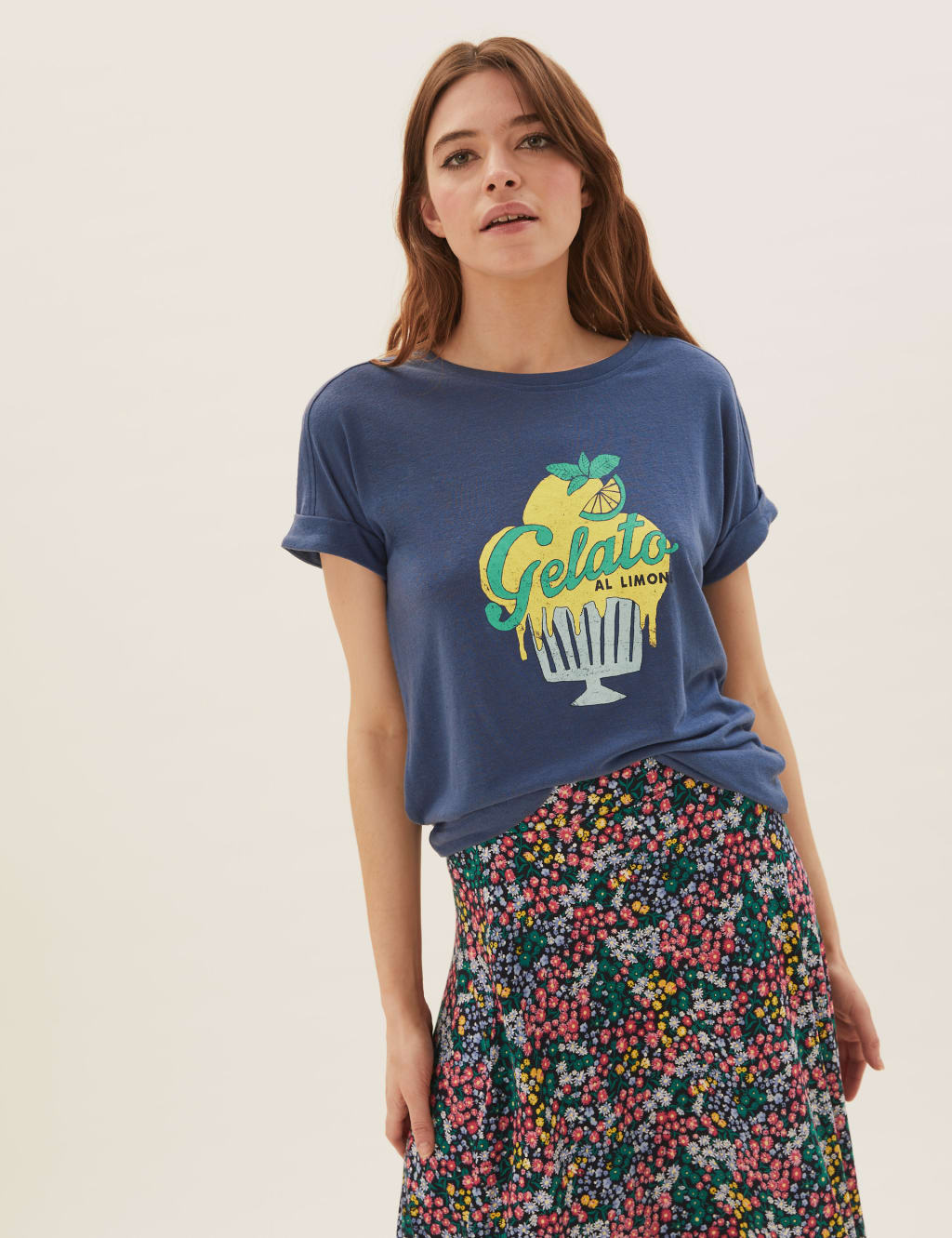 Linen Bring On Sunshine Slogan T-Shirt 1 of 4