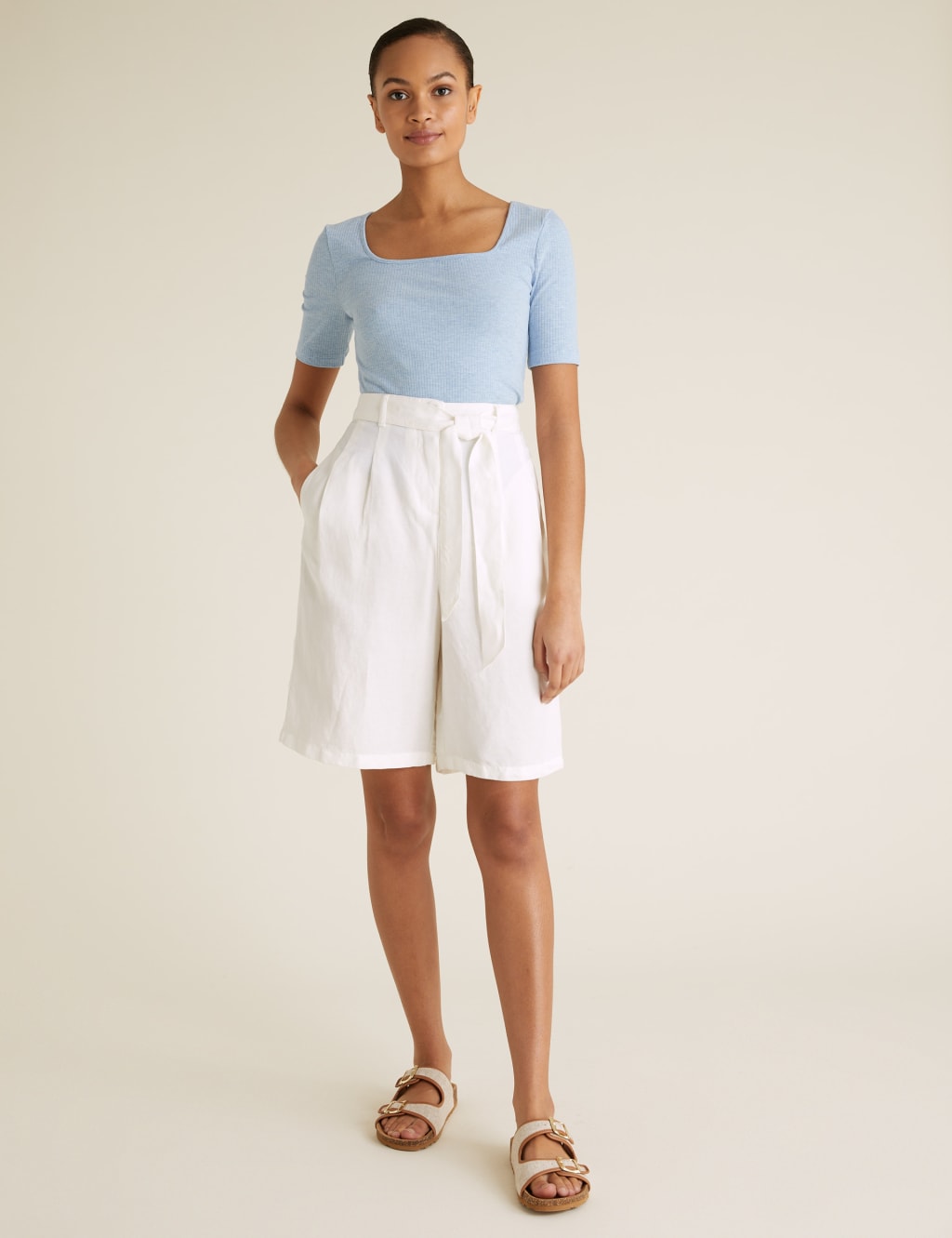 Ribbed Square Neck Fitted T-Shirt 3 of 5