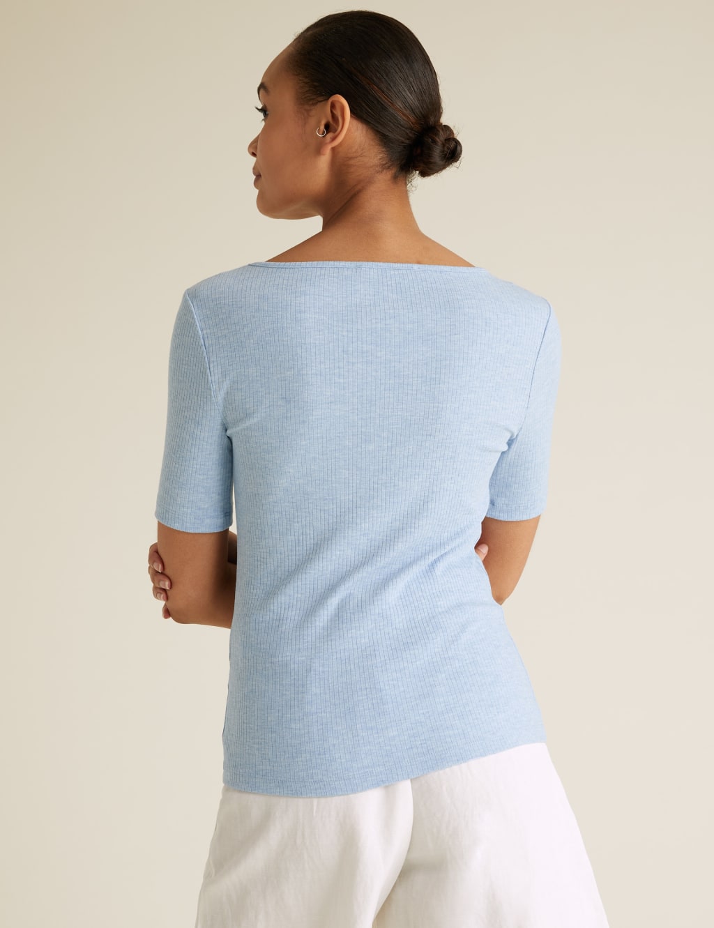 Ribbed Square Neck Fitted T-Shirt 5 of 5