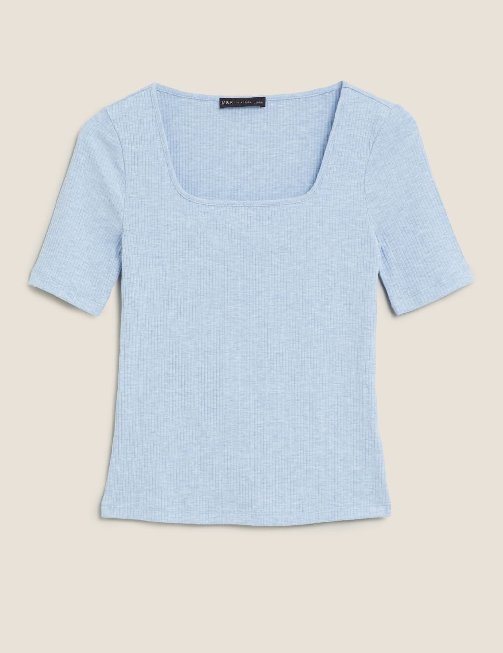 Ribbed Square Neck Fitted T-Shirt 2 of 5