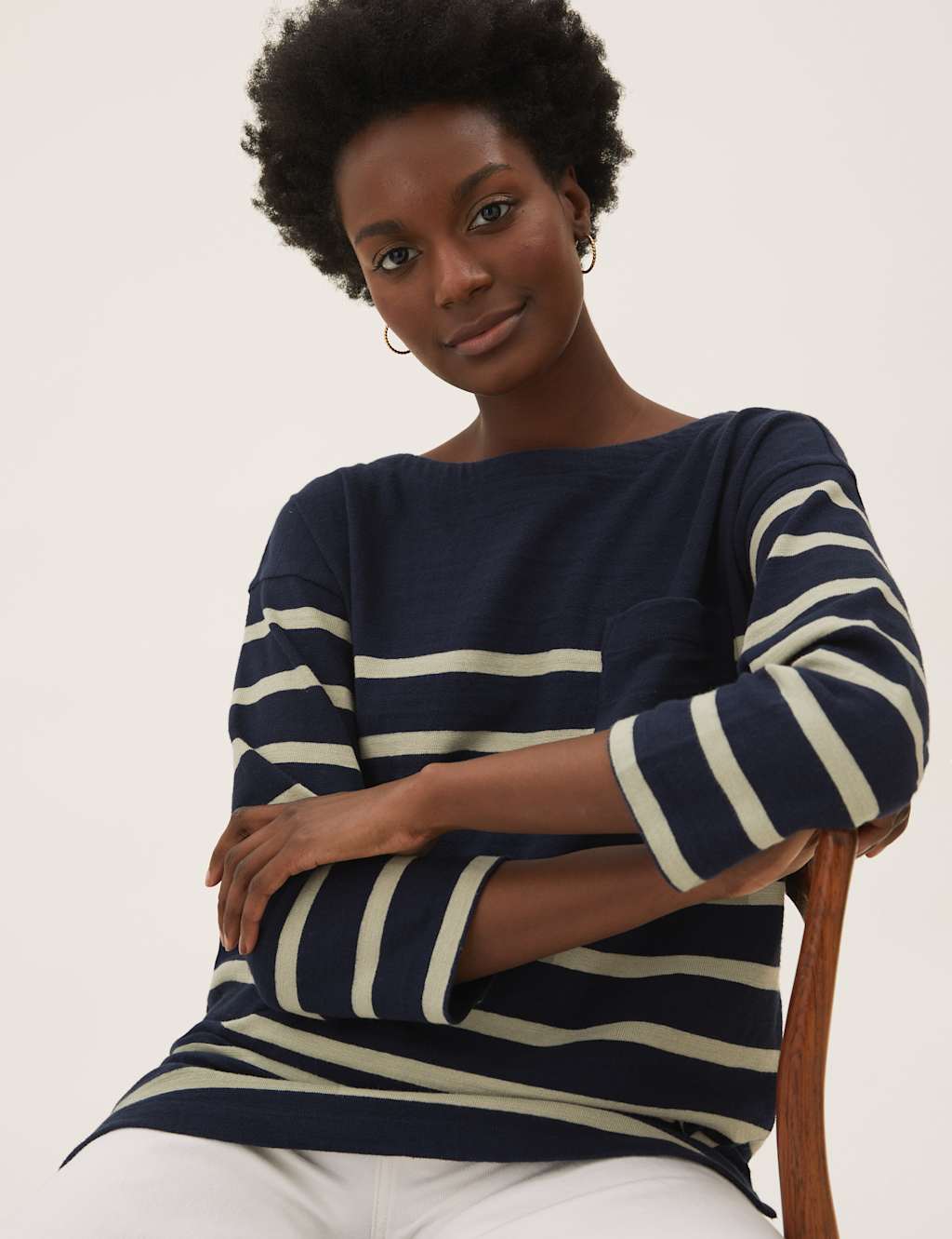Pure Cotton Striped 3/4 Sleeve Tunic 3 of 5