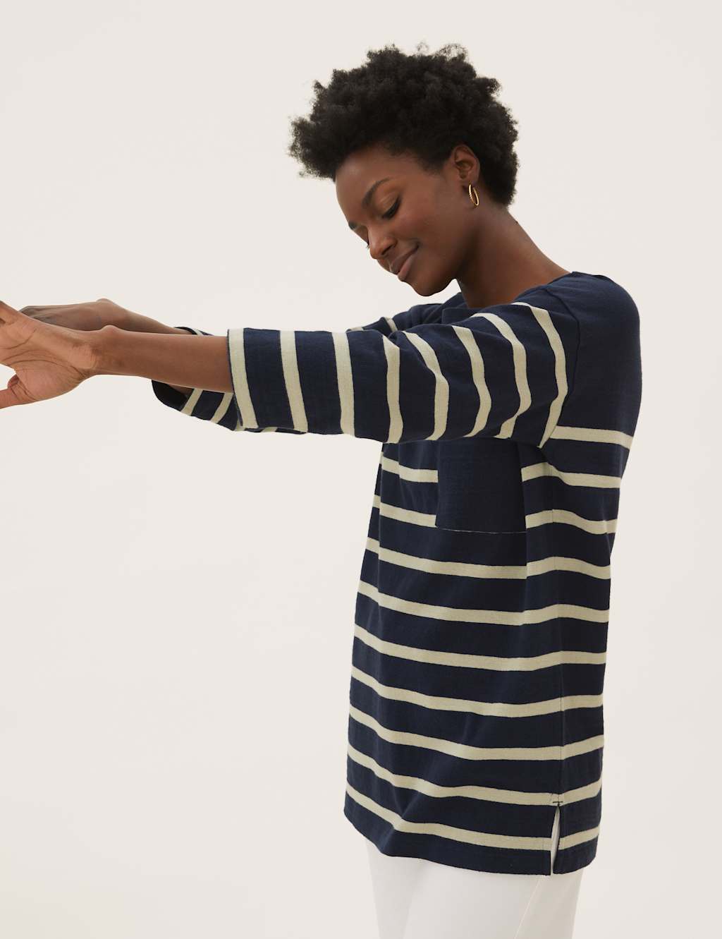 Pure Cotton Striped 3/4 Sleeve Tunic 5 of 5