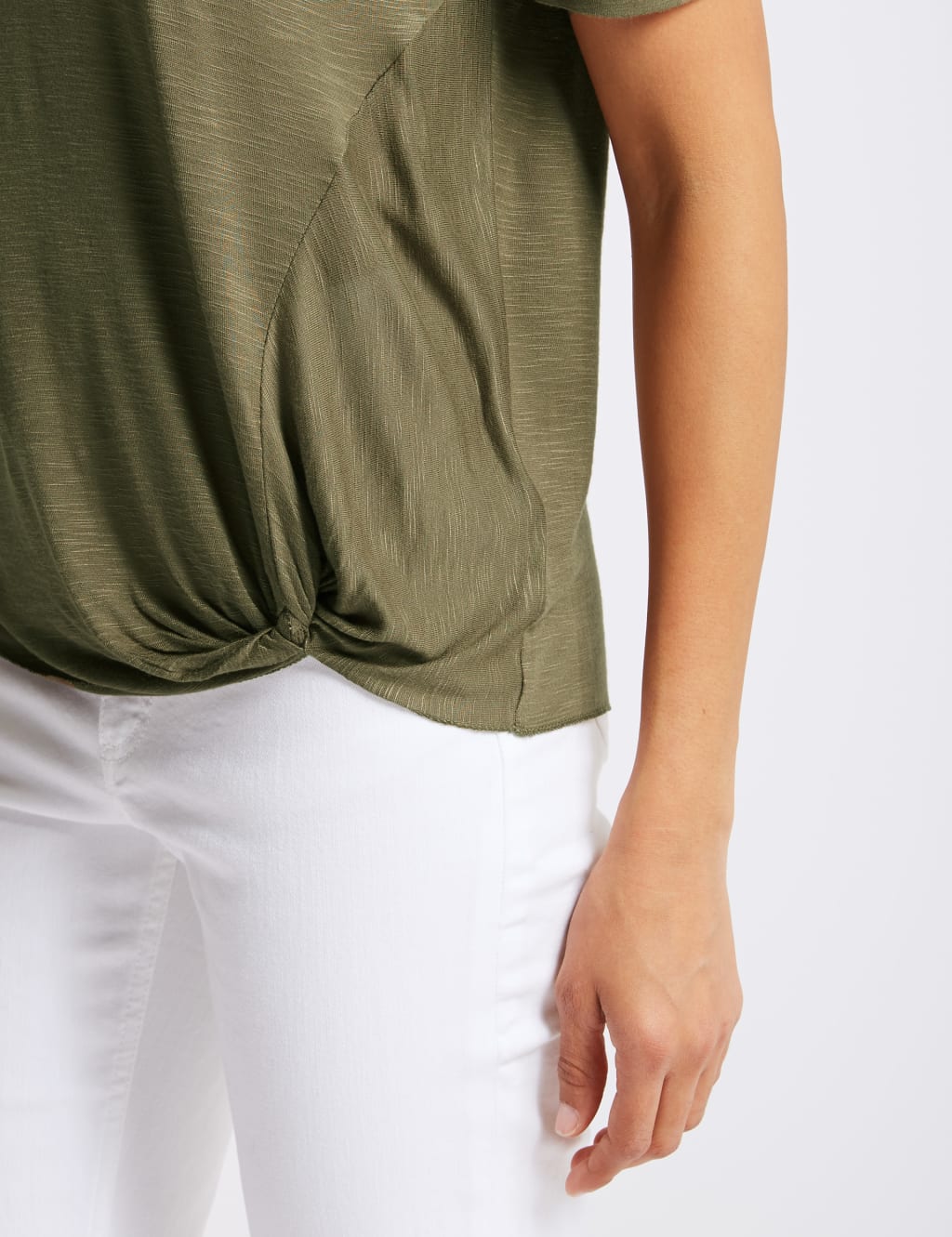Knot Front Round Neck Short Sleeve T-Shirt 5 of 5