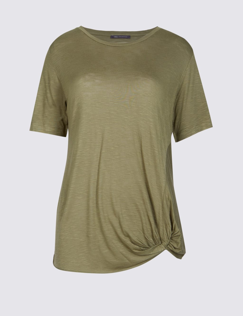 Knot Front Round Neck Short Sleeve T-Shirt 2 of 5