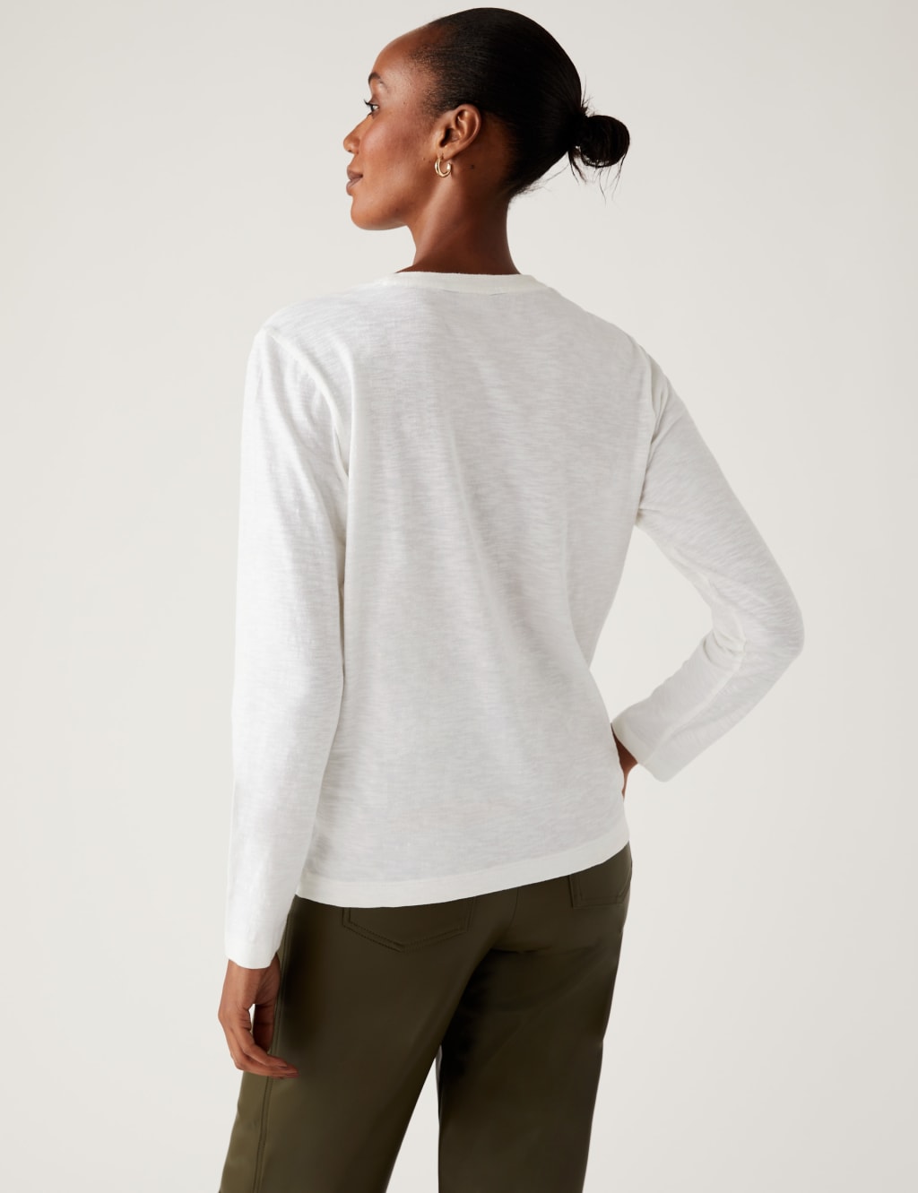Pure Cotton Crew Neck Long Sleeve Top 4 of 5