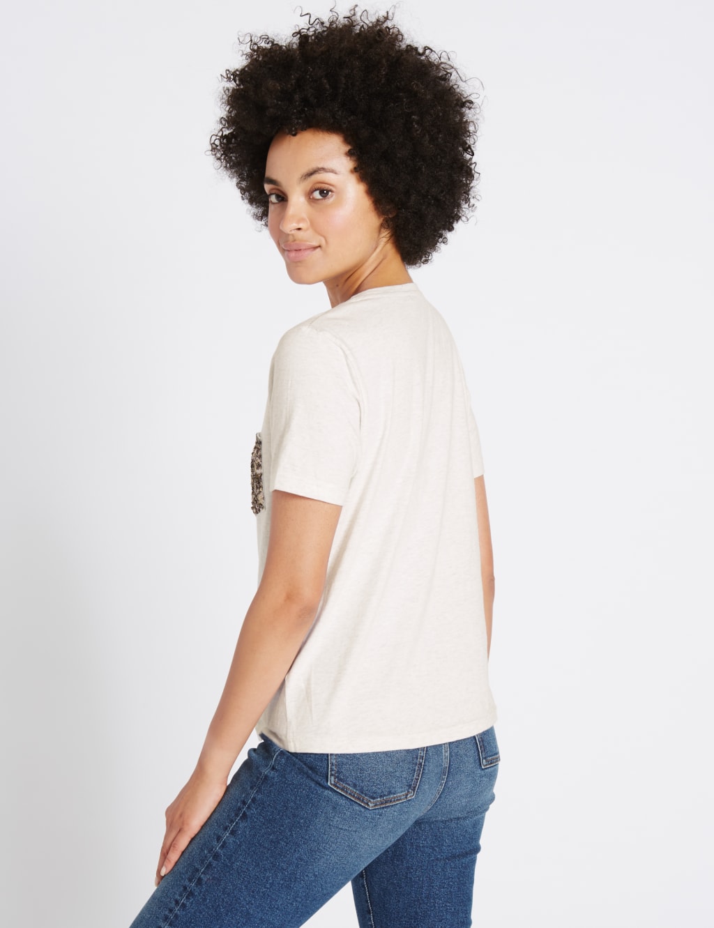 Pure Cotton Sequin Pocket T Shirt M S Collection M S