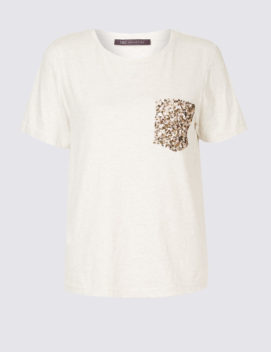 Pure Cotton Sequin Pocket T Shirt M S Collection M S