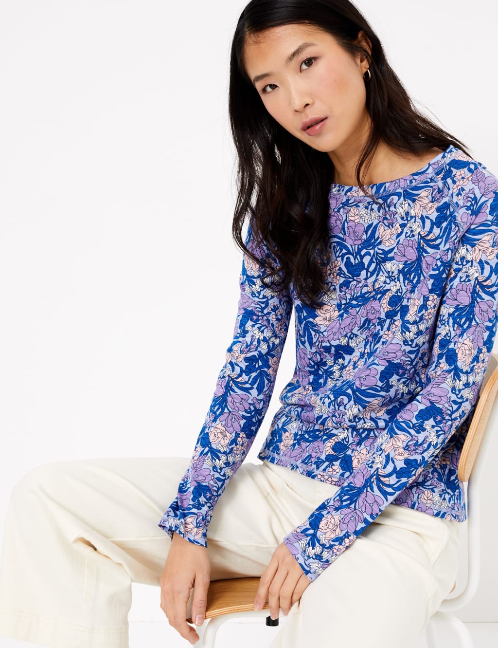Pure Cotton Floral Long Sleeve Top 1 of 4