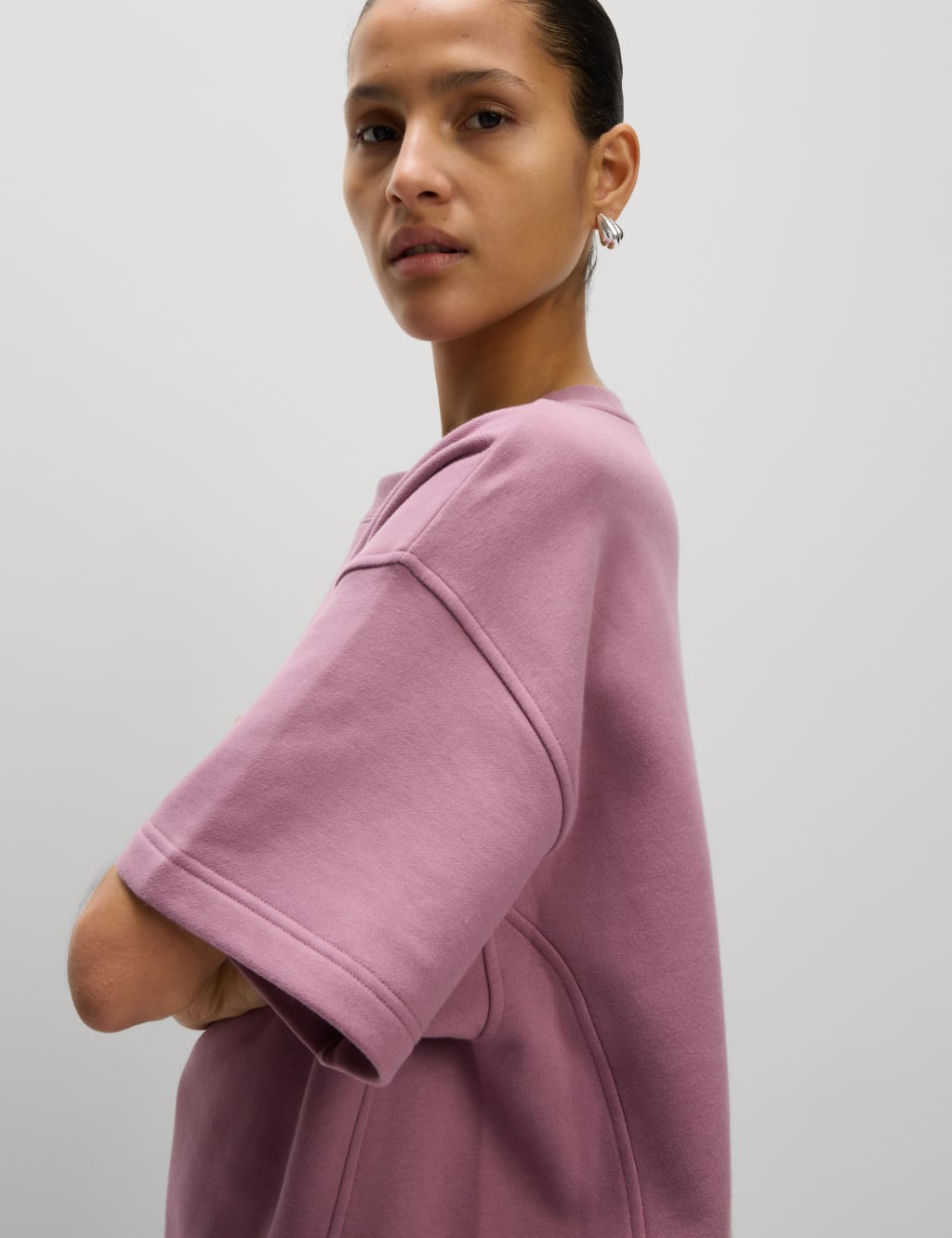 Cotton Rich Crew Neck Cropped Sweatshirt 4 of 6